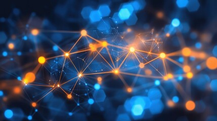 Aufkleber - Abstract Network Illuminated Nodes Connected Lines