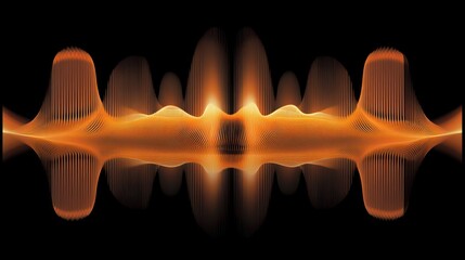 Poster - Abstract Orange Waveform Digital Art Design