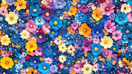Poster - A vibrant profusion of colorful flowers blossoms beautifully