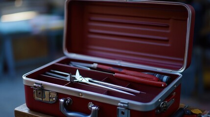 Poster - Red Metal Toolbox Containing Various Tools