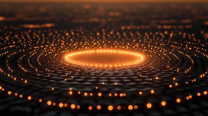Poster - Abstract Orange Lights Glow On Dark Wavy Surface