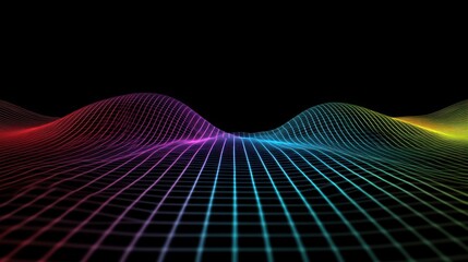 Poster - Abstract Colorful Gridded Waveform Landscape Design