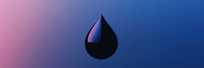 Leinwandbilder - Black water droplet suspended on a gradient background during a calm afternoon. Generative AI