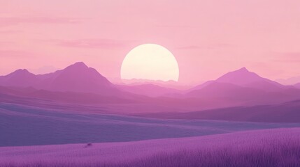 Canvas Print - Pink Sunset Over Rolling Hills And Fields