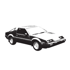 Wall Mural - car 1980s and 1990s vintage halftone grunge vector design element