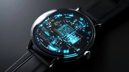 Poster - Futuristic Smartwatch Displays Digital Circuitry Design