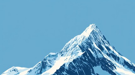 Wall Mural - Majestic snow capped mountain peak against a clear blue sky