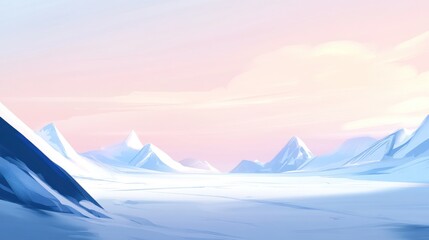 Poster - Serene Pastel Mountainscape Under a Soft Pink Sky