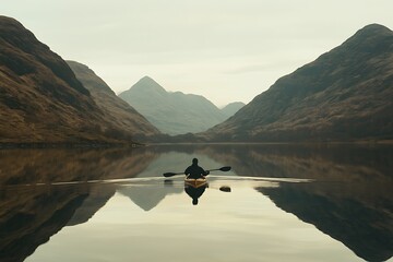 Wall Mural - Serene Kayaking Adventure in Majestic Mountains