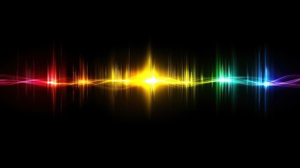 Poster - Rainbow Light Waves Abstract Digital Artwork