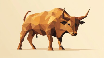 Aufkleber - Low Polygonal Representation Of A Brown Bull