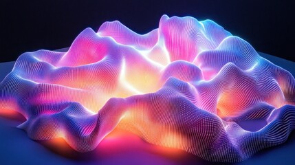 Leinwandbilder - Abstract Luminous Colorful Digital Waveform Landscape