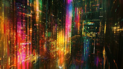 Poster - Futuristic Cityscape Vibrant Lights Nighttime Metropolis