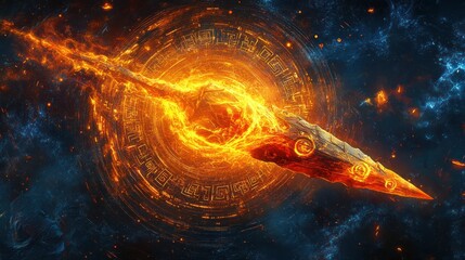 Poster - Fiery Cosmic Spear Pierces Celestial Ring