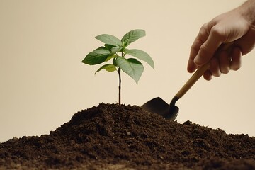 Wall Mural - Planting a New Life: A Sprout in the Earth