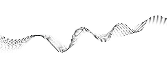 Poster - flowing wave dot halftone pattern: curve gradient shape on transparent background. suitable for ai, 