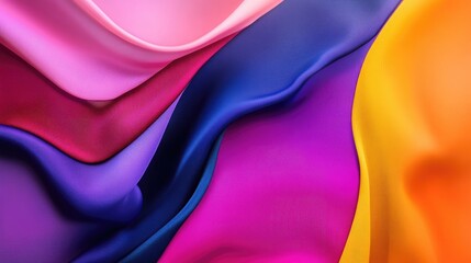 Poster - Abstract composition of layered fabric swatches in vibrant colors, gradient background.