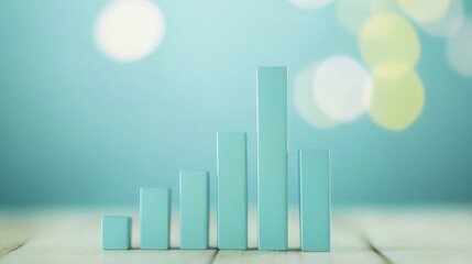 Poster - Financial chart with career earnings increasing, corporate light blue background.