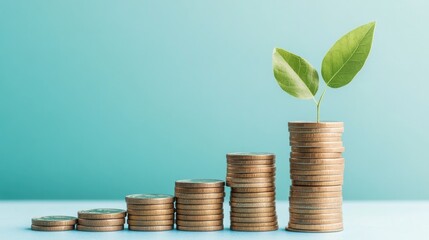 Poster - Financial chart with career earnings increasing, corporate light blue background.