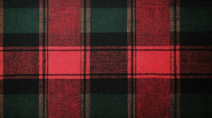 Poster - Traditional tartan plaid fabric, classic red and green background.
