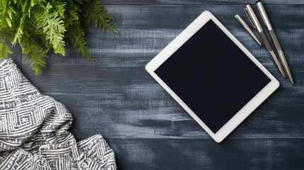 Poster - Work-from-home productivity zone with a to-do list, digital tablet, and stylish pen set.