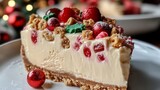 A mouthwatering dessert featuring a festive cake adorned with cherries and colorful decor, perfect for holiday celebrations and showcasing culinary artistry.