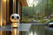 © sainan - friendly robotic personal assistant in serene outdoor setting, surrounded by greenery and soft lighting, enhancing daily life with technology