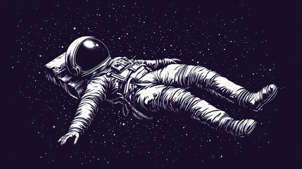Wall Mural - Astronaut floating in the cosmic starry space. Cosmic Serenity. Illustration