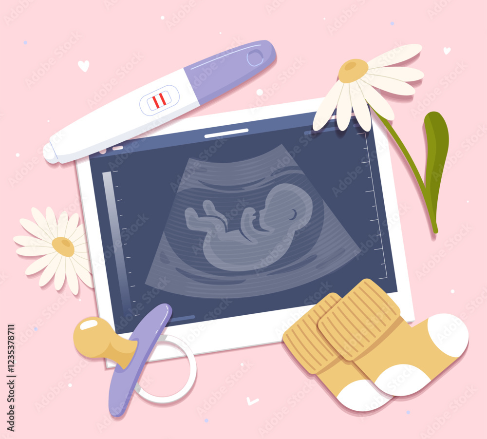 Child Rentgen Vetor Baby ultrasound xray shot. Pregnancy, motherhood and parenthood ...