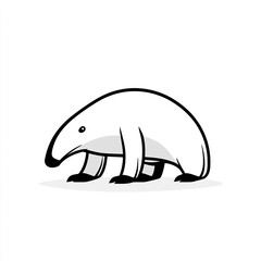 Minimalist vector line art icon of an African anteater in a simple design style