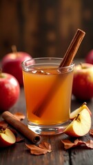 Wall Mural - A warm, spiced drink made from apples, often served during autumn and winter