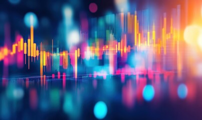 Fototapete - Abstract colorful data visualization with blurred background for digital tech or finance concepts