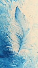 Wall Mural - pastel blue and white abstract background with soft curves and flowing organic textures.