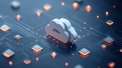 Fototapete - Abstract Digital Cloud Data Technology Concept on Dark Background