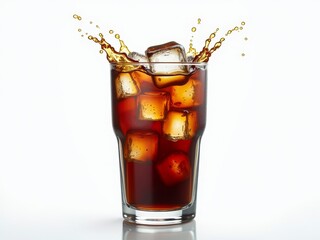 A refreshing drink made with cola flavoring and ice cubes