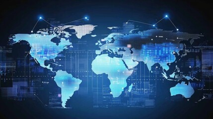 Aufkleber - Global Network Digital World Map Connections