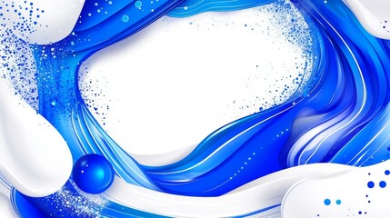 Poster - Abstract Blue and White Swirling Liquid Design with Sphere