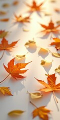 Poster - Vibrant orange and yellow hues adorn the ground, as autumn leaves scatter in the wind