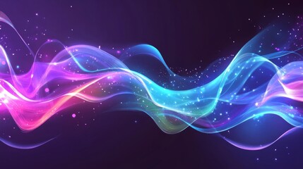Aufkleber - Abstract Purple and Blue Light Wave Background