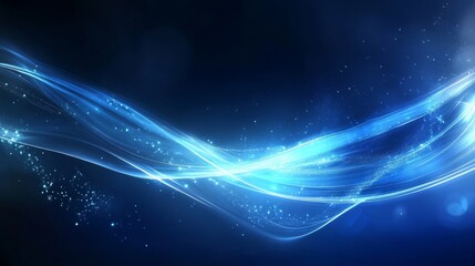 Aufkleber - Abstract Blue Glowing Waves Background Design