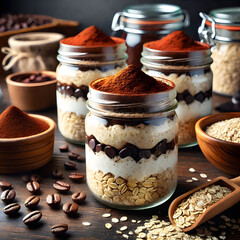 Sticker - Layered dessert jars with coffee and cocoa powder