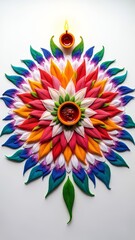 Wall Mural - A vibrant, colorful flower design made of fabric petals