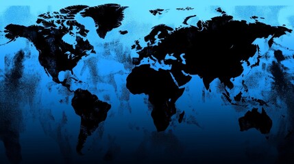 Poster - Stylized World Map in Shades of Blue: A Textured Global View