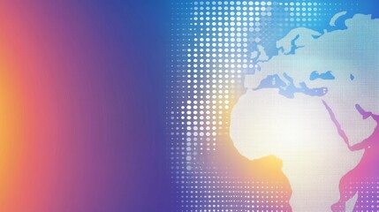 Poster - Abstract World Map Digital Halftone Pattern Design