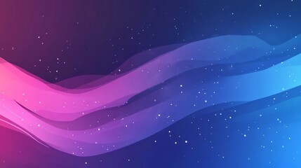Poster - Abstract Cosmic Waves: Pink, Purple, and Blue Nebula