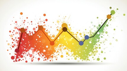 Poster - Abstract Colorful Graph with Rising Trend and Ink Splatter Background