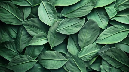 Poster - Green Leaf Background Texture: Lush Foliage, Natural Pattern