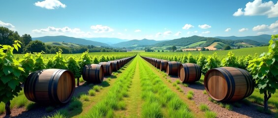 Wall Mural - Rolling hills and lush vineyards