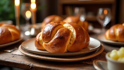 Canvas Print - A sweet, braided bread typically served on Jewish holidays