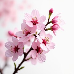 Wall Mural - A delicate, pink flower with five petals and a yellow center